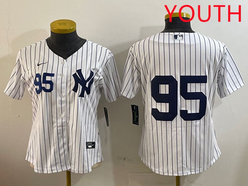 Youth New York Yankees #95 No Name White Stripe Game 2025 Nike MLB Jersey style 5->youth mlb jersey->Youth Jersey